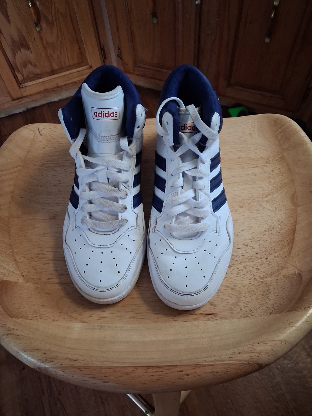 adidas White and Navy High-Top Sneakers